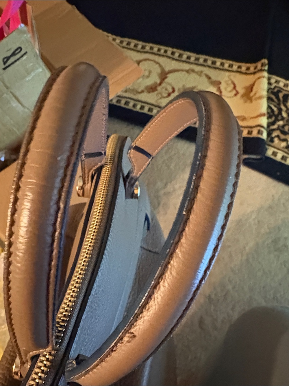 Furla Taupe Leather Satchel with Gold-Tone Charm - Picture 11 of 13